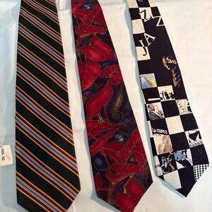 Lot of 3 Vintage Ties, JosABanks, Grace Newburger, Martin Wong Classic Silk Ties